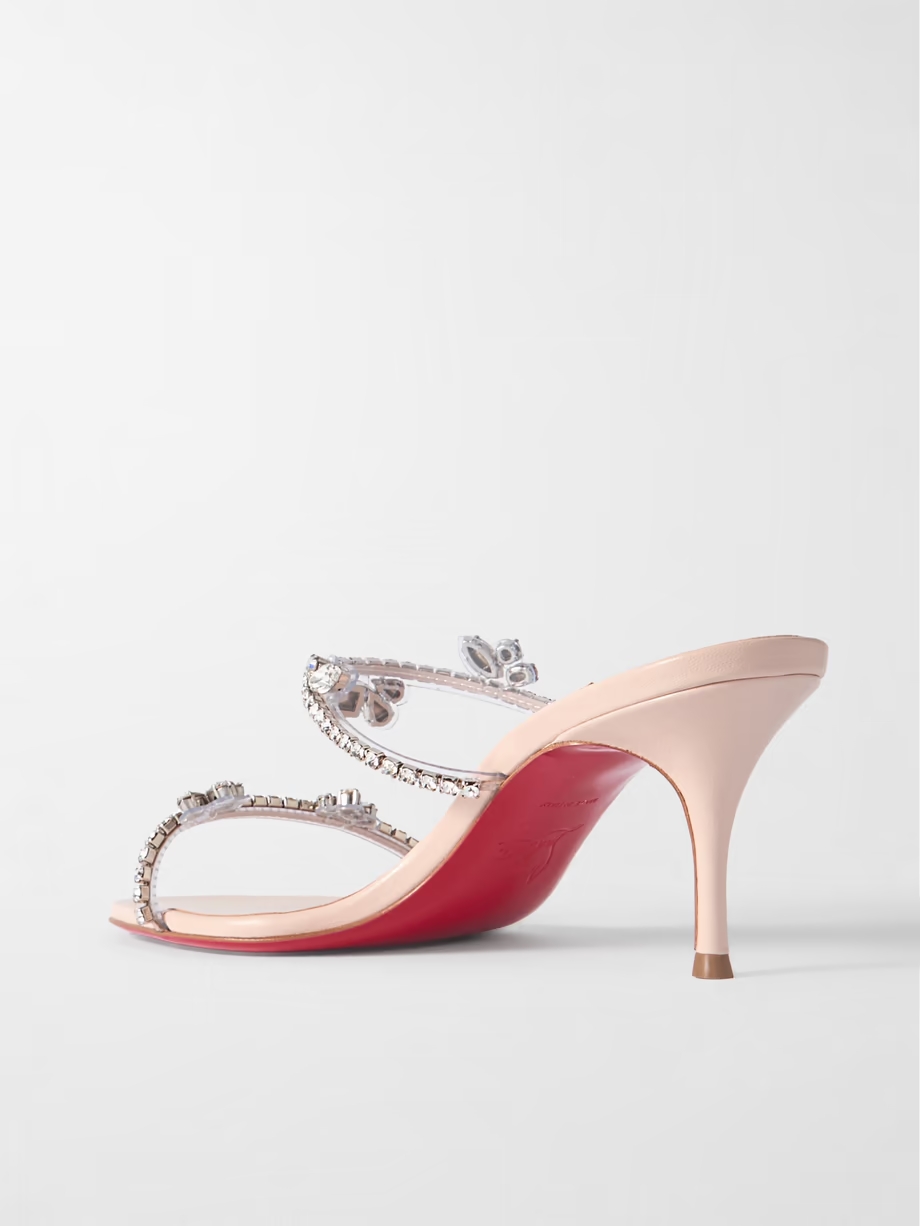 Just Queen 70 crystal-embellished PVC mules