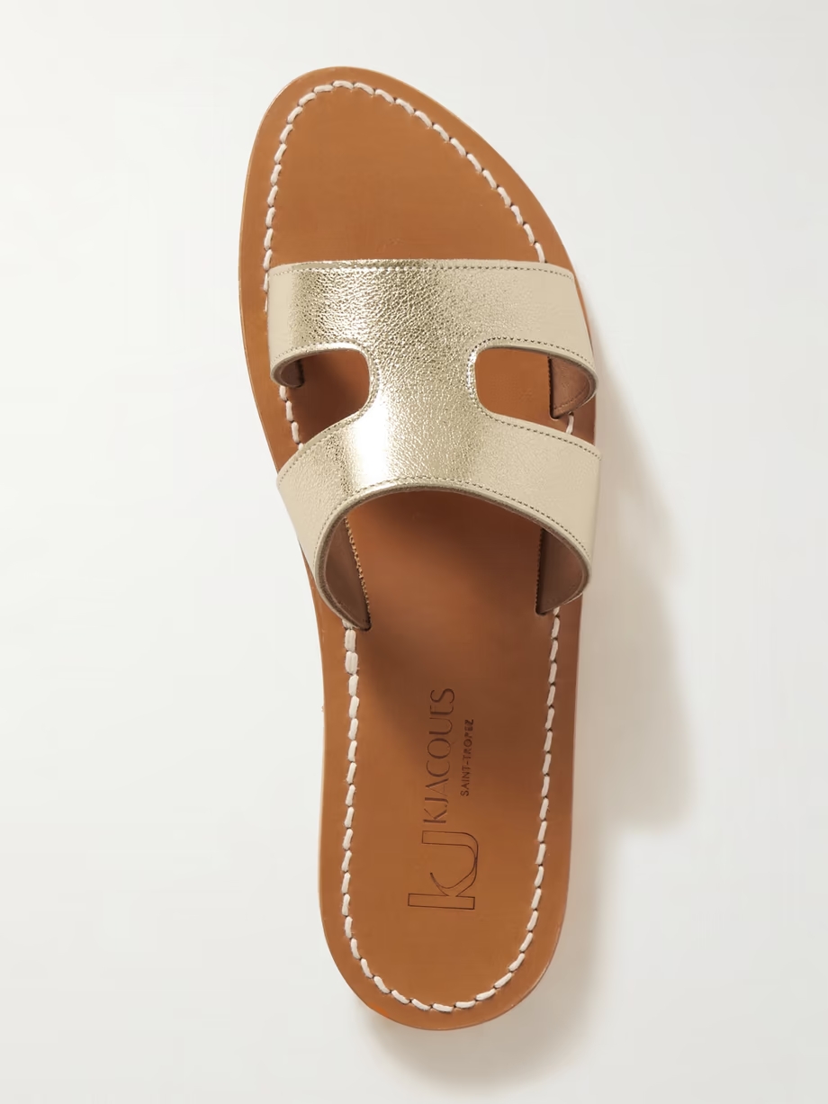 Menandre cutout metallic leather slides