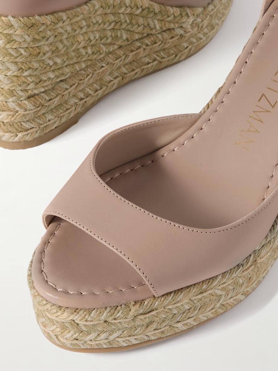 Nudistia leather espadrille wedge sandals