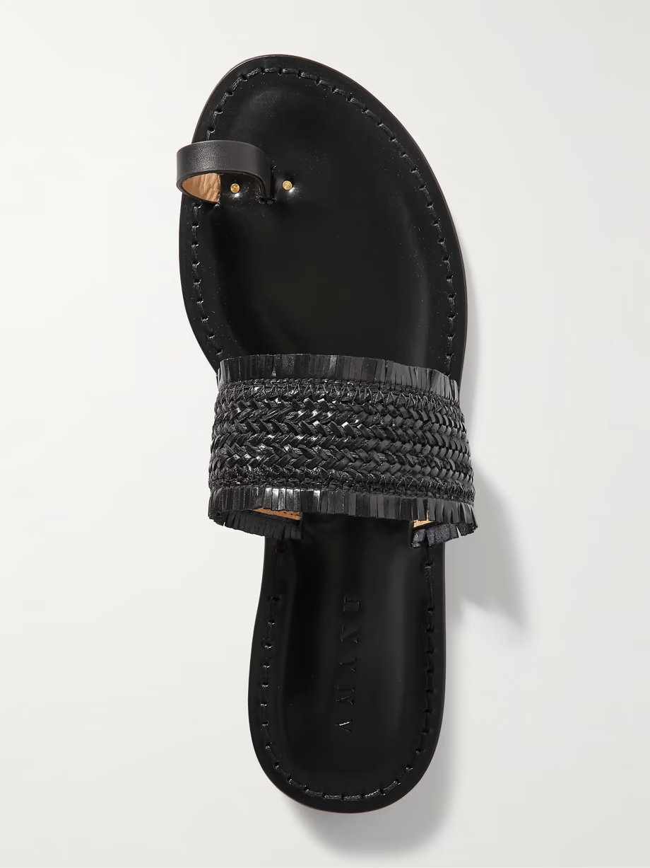 The Shela fringed braided leather slides