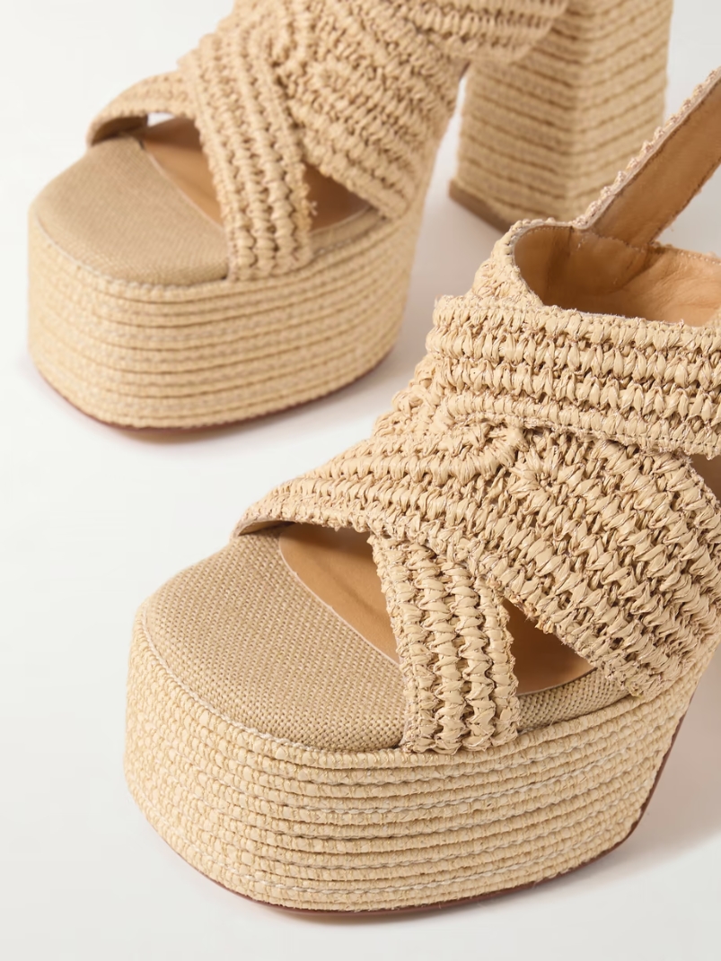 Fulvia 120 raffia platform sandals