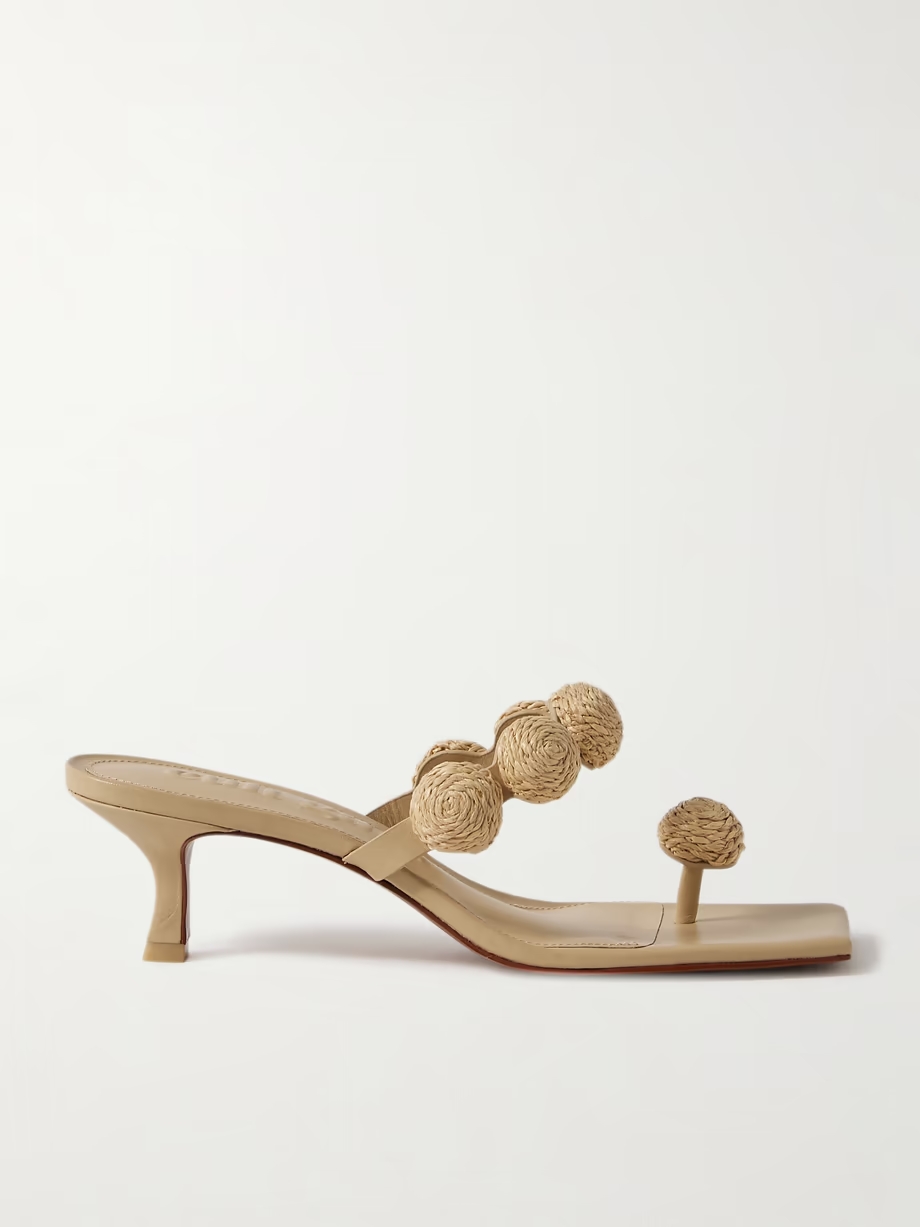 Sarina embellished raffia and leather sandals