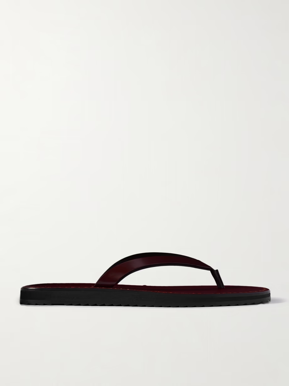 City leather flip flops