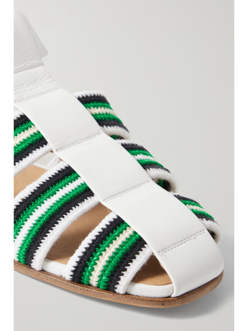 Calla striped crochet-knit and leather sandals