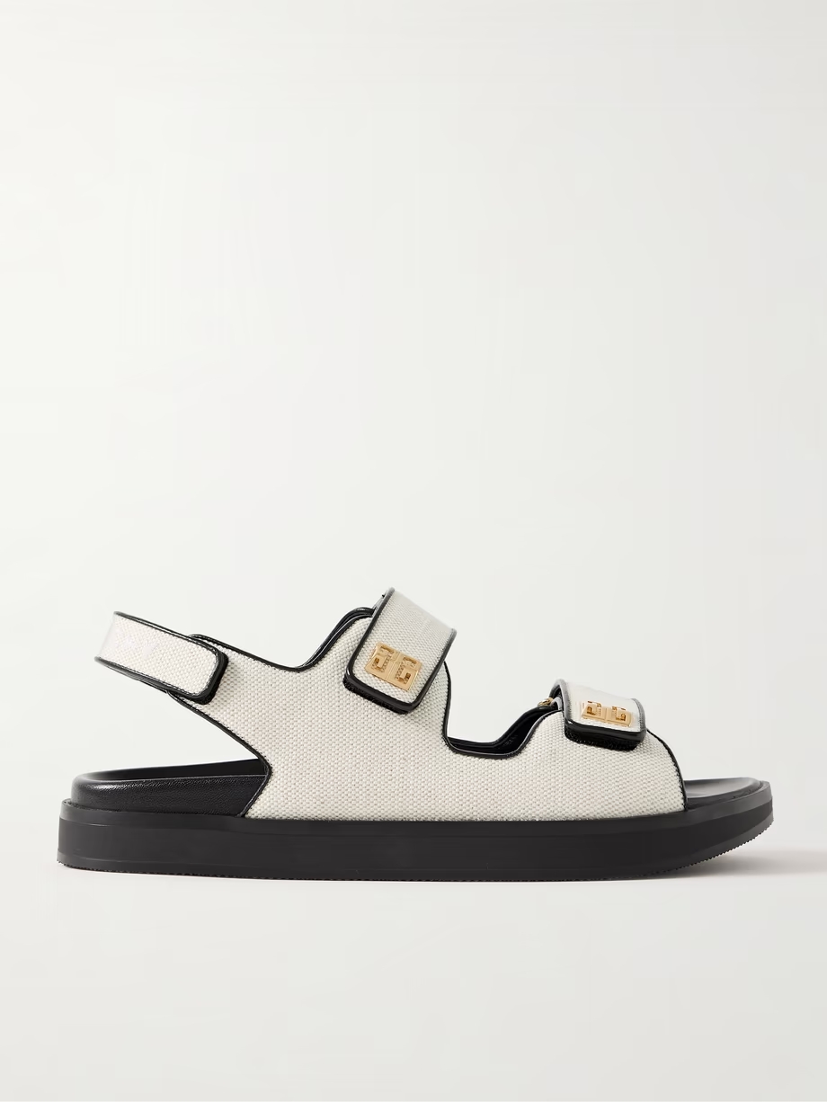 4G logo-embellished leather-trimmed canvas sandals