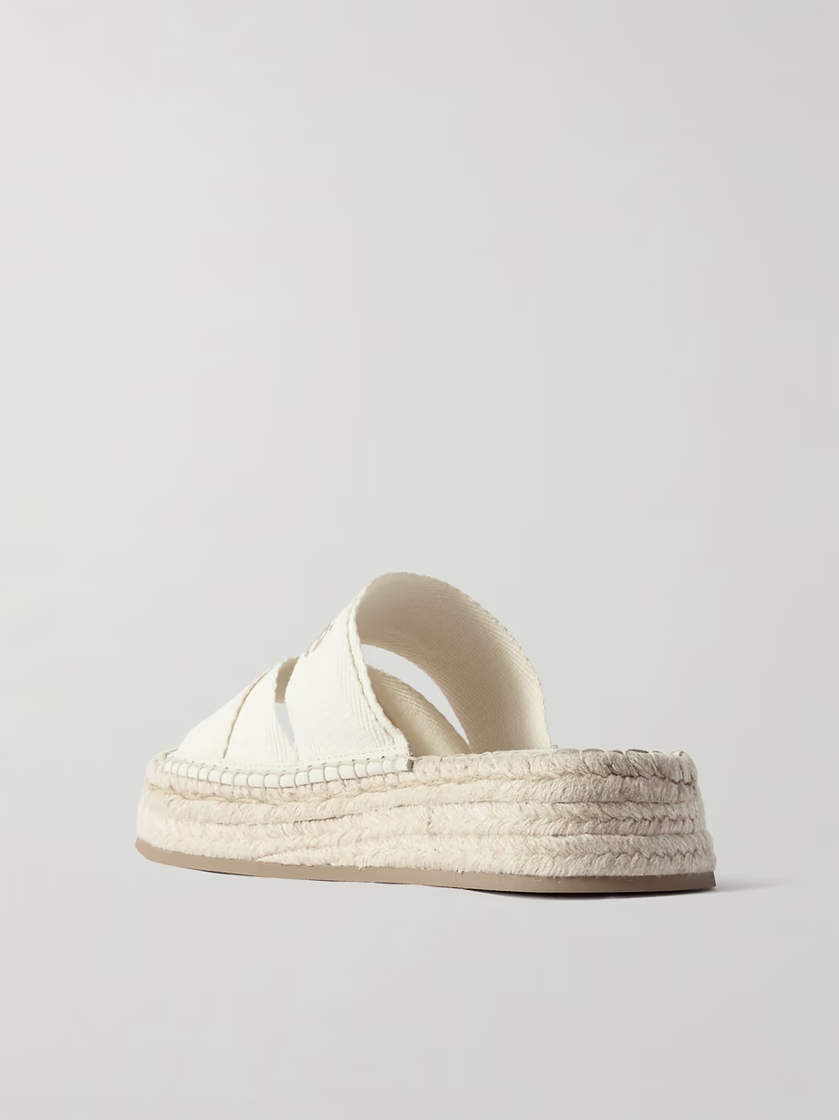 Mila logo-embroidered canvas espadrille slides