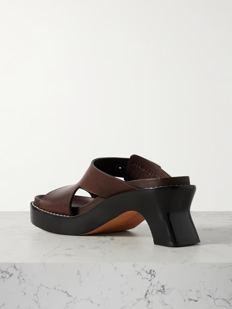 Ease buckled leather mules