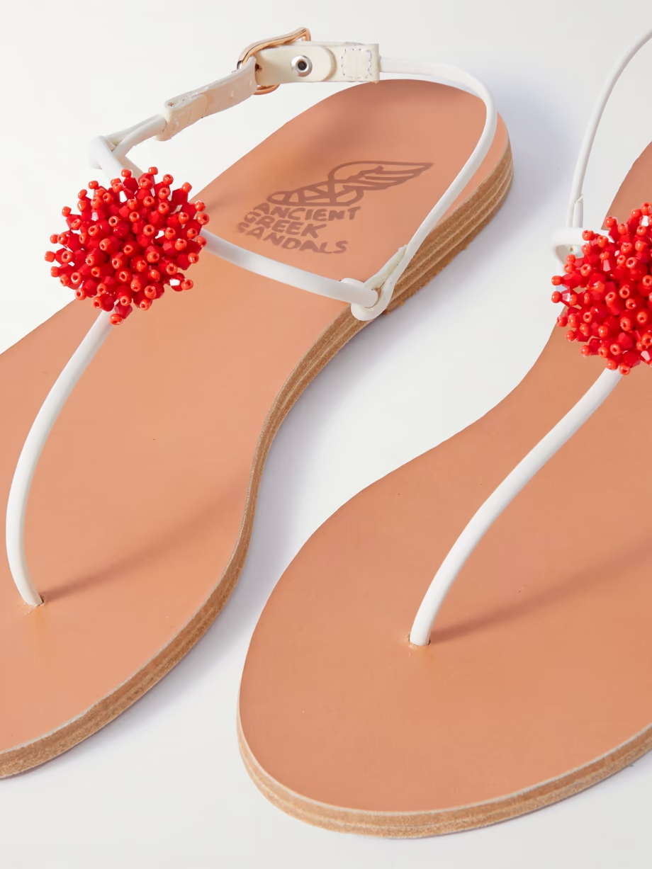 Dimitra Coral embellished leather sandals