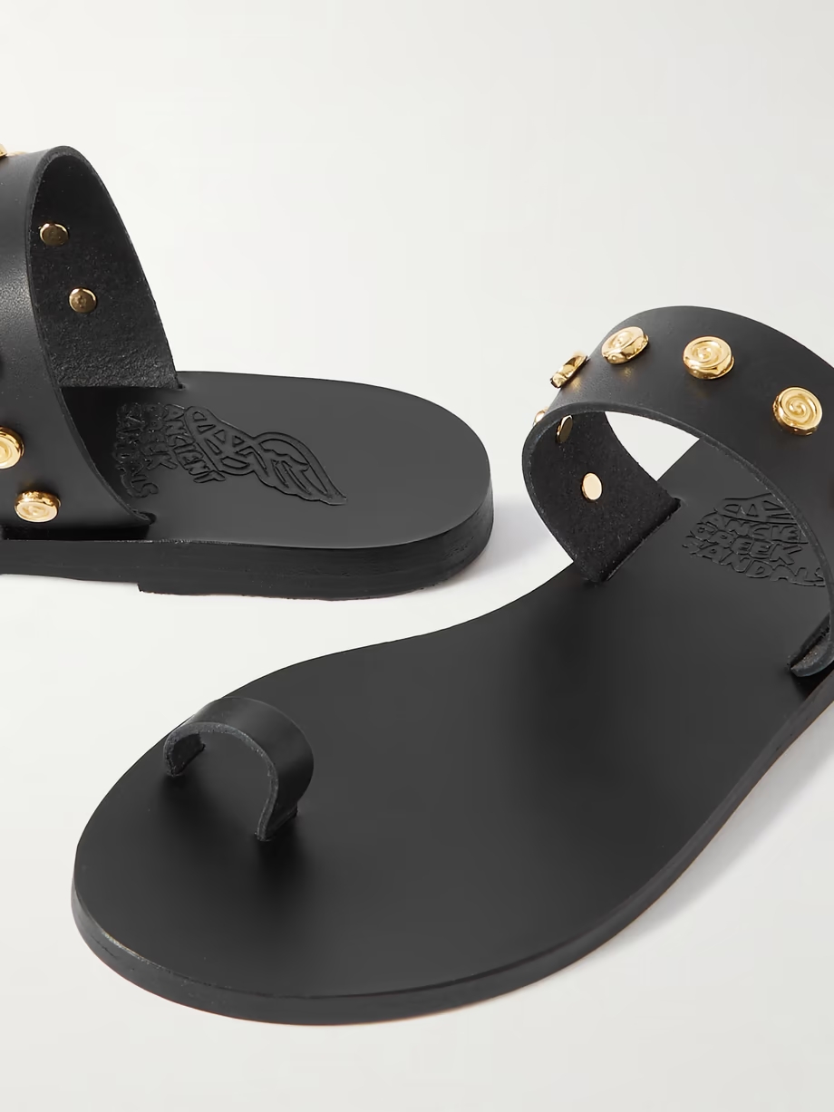 Thalia Shell embellished leather slides