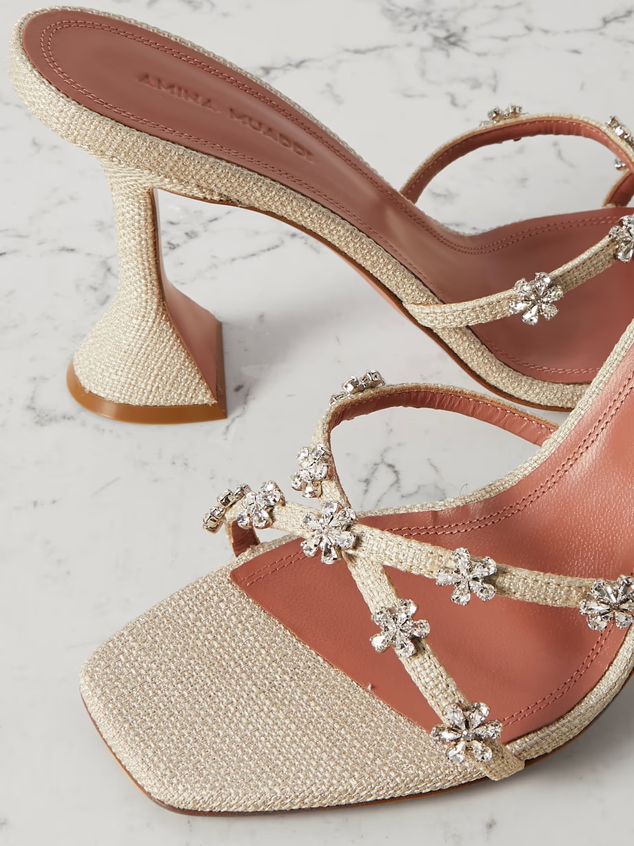 Lily crystal-embellished canvas mules