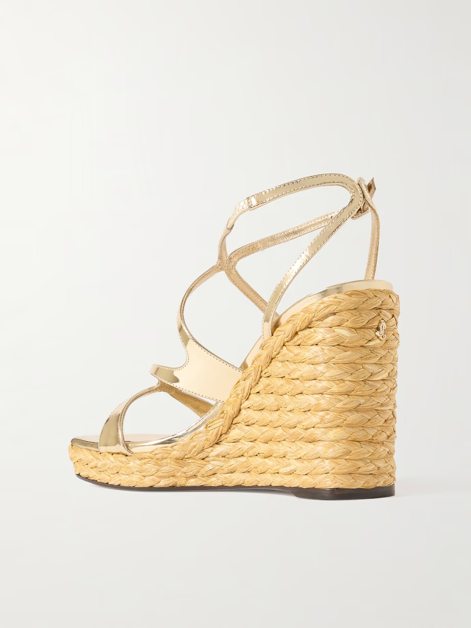 Ayla 110 metallic leather espadrille wedge sandals