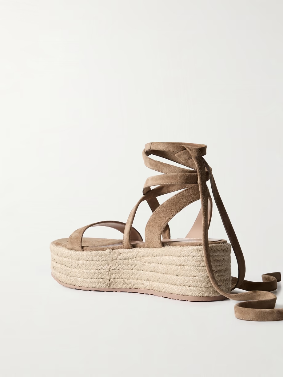 40 suede and raffia platform espadrilles