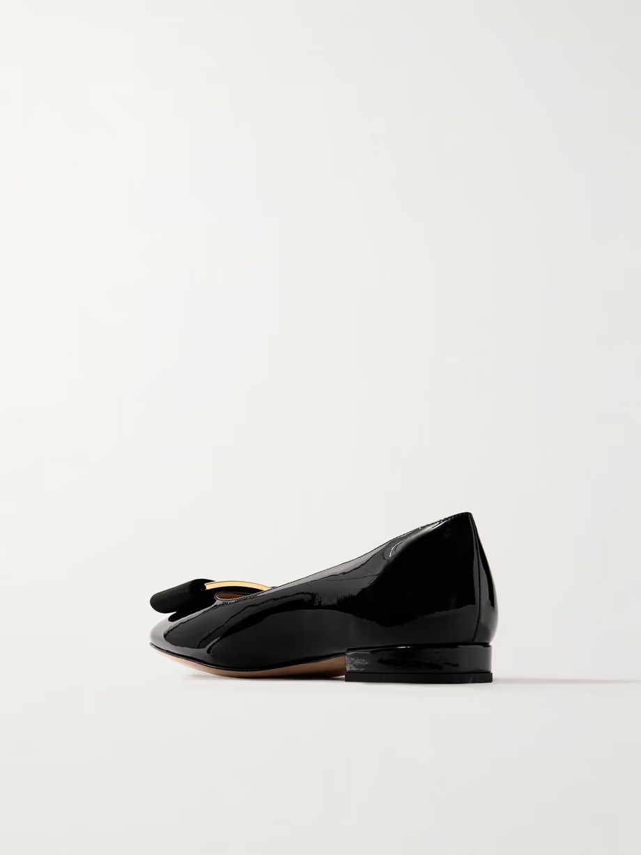 Audrey bow-embellished patent-leather ballet flats