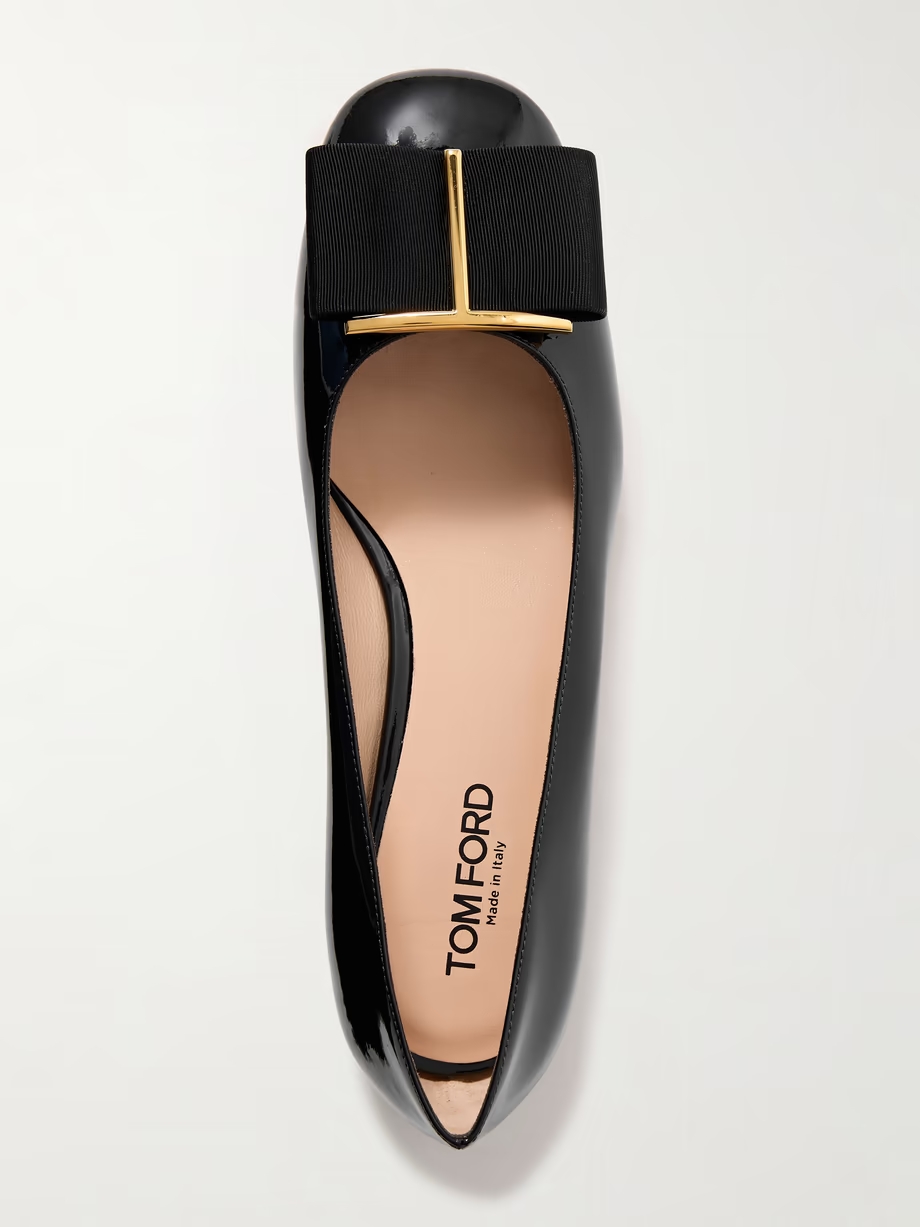 Audrey bow-embellished patent-leather ballet flats