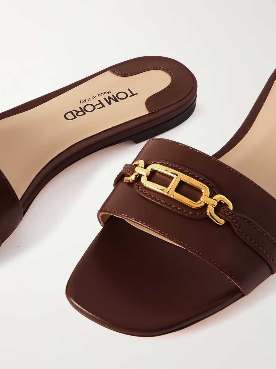 Whitney logo-embellished leather slides