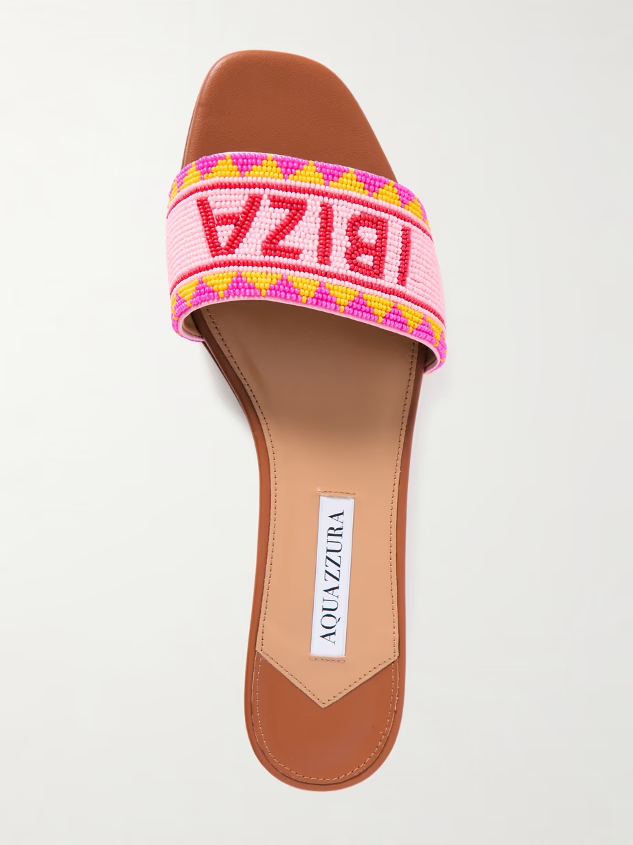 Ibiza beaded leather slides