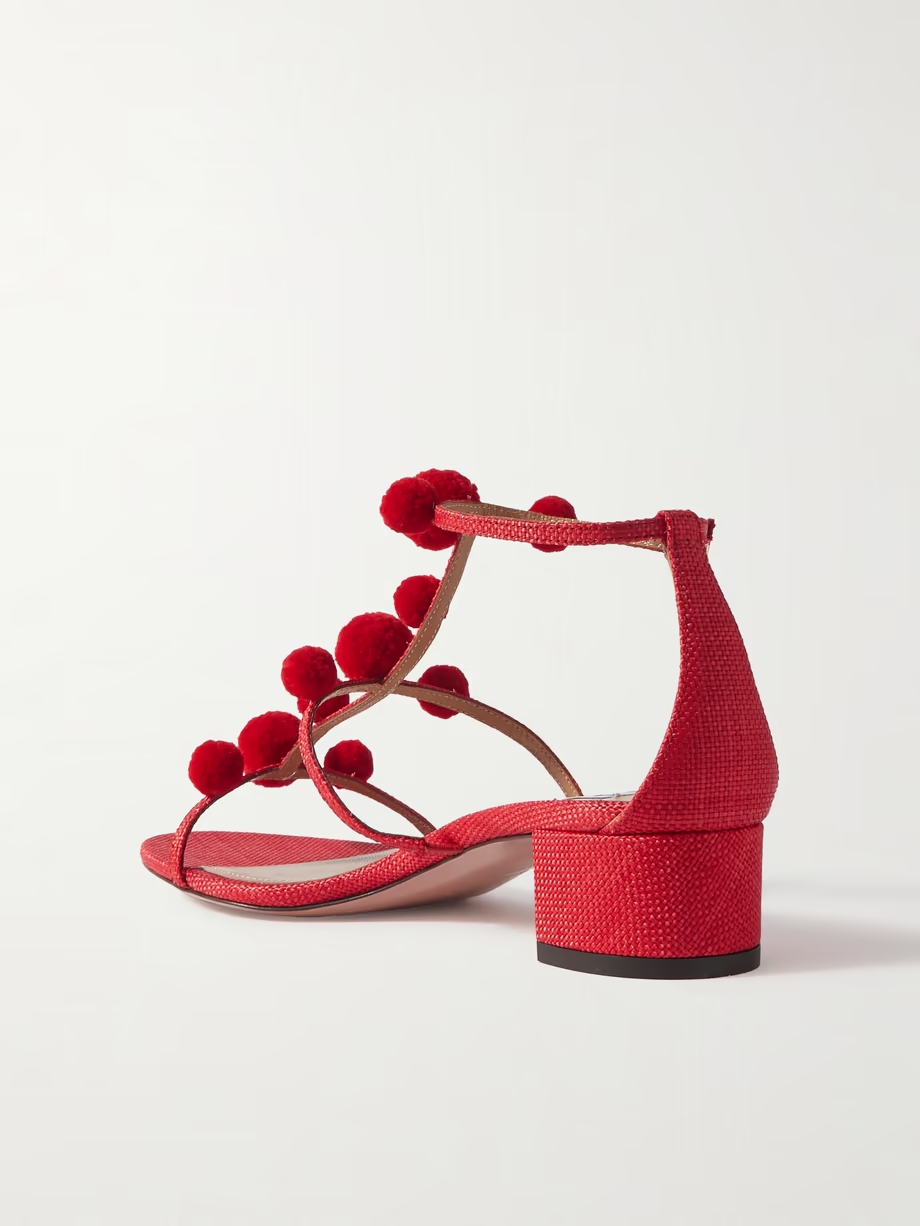 Fiesta 35 pompom-embellished raffia sandals