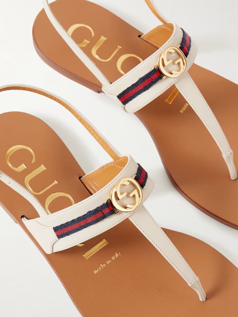 Kika logo-embellished webbing-trimmed leather sandals