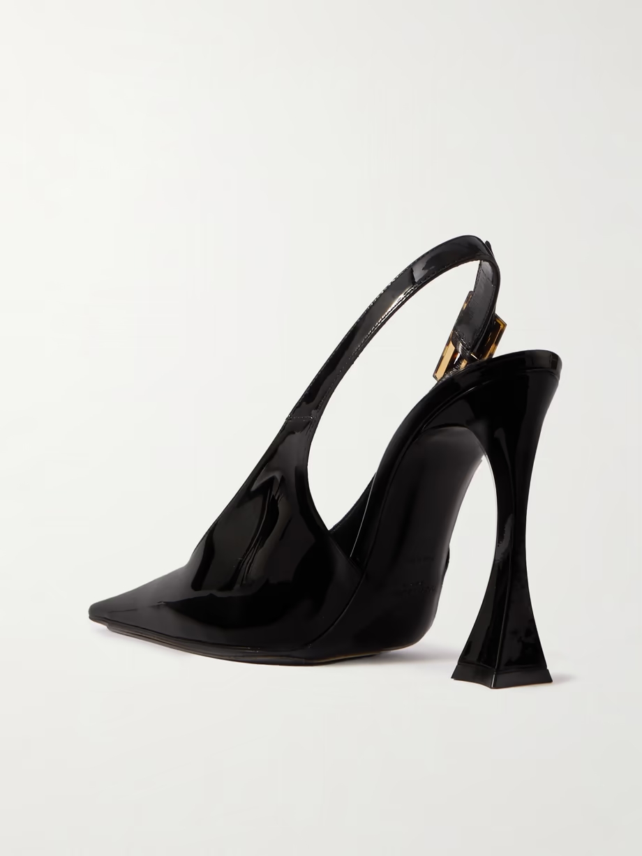 Dune patent-leather slingback pumps