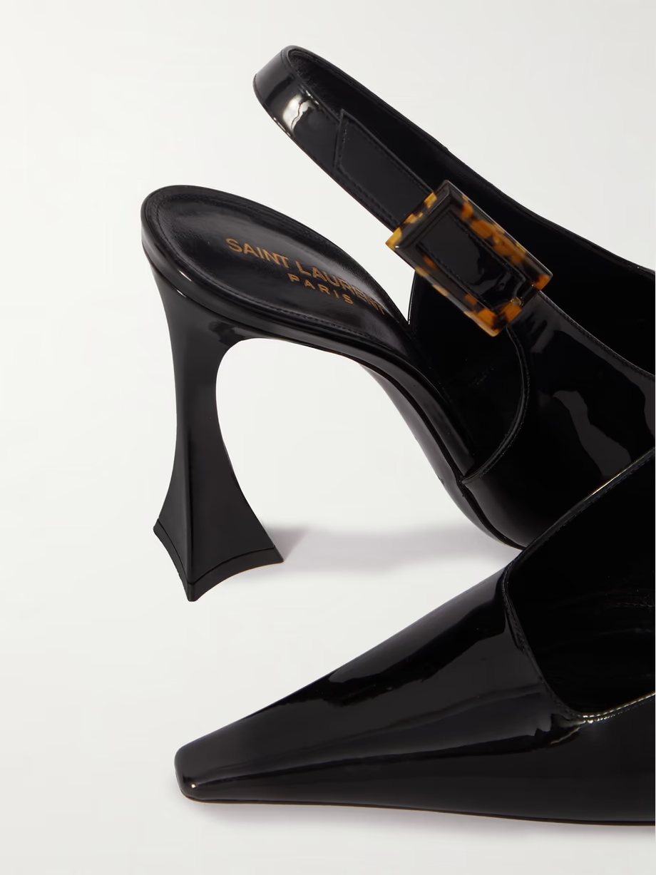 Dune patent-leather slingback pumps