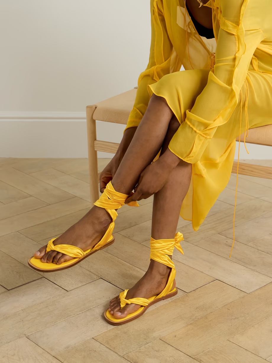 Nilo du Desert tie-detailed satin-crepe sandals