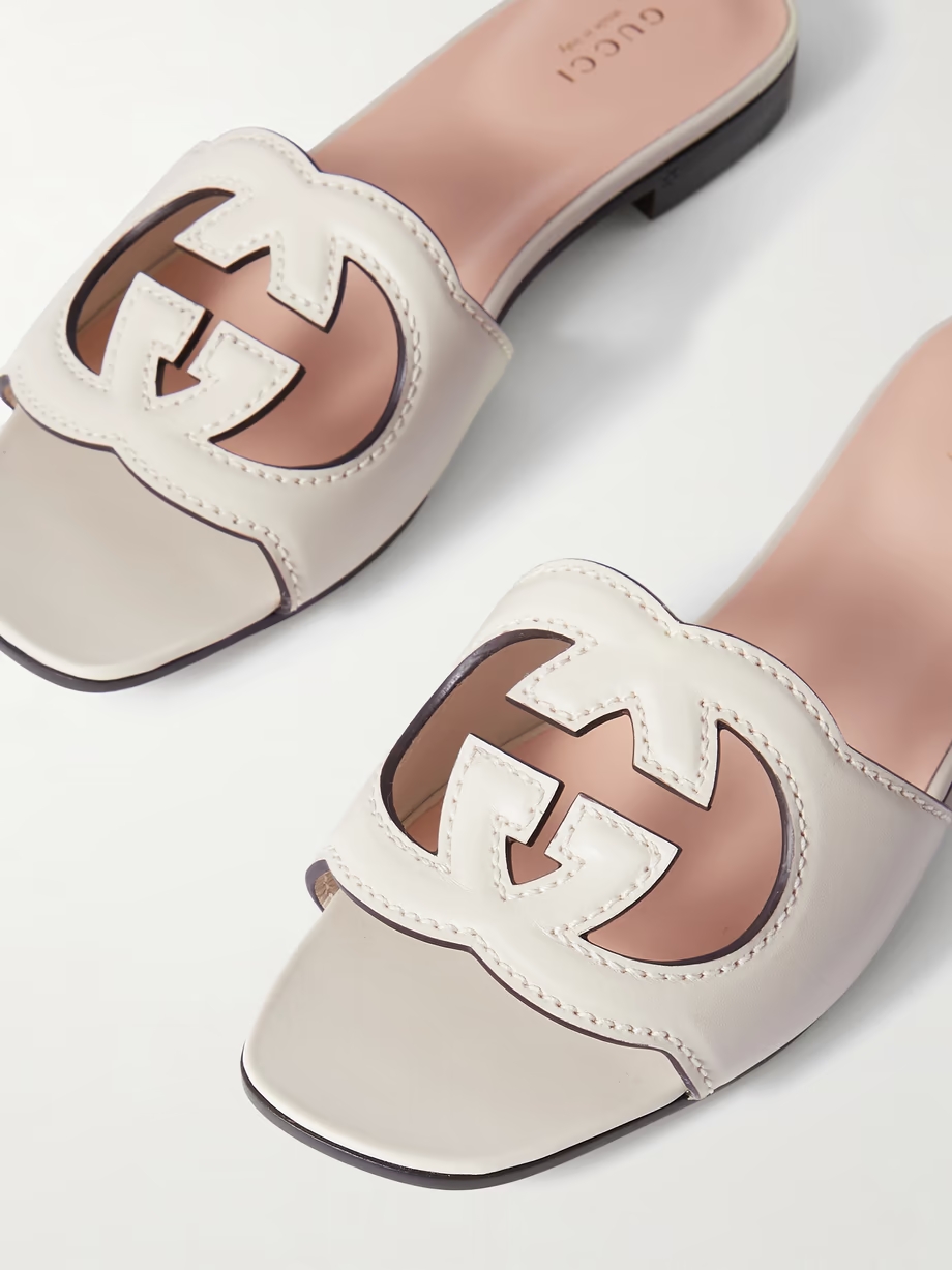 Cutout leather slides