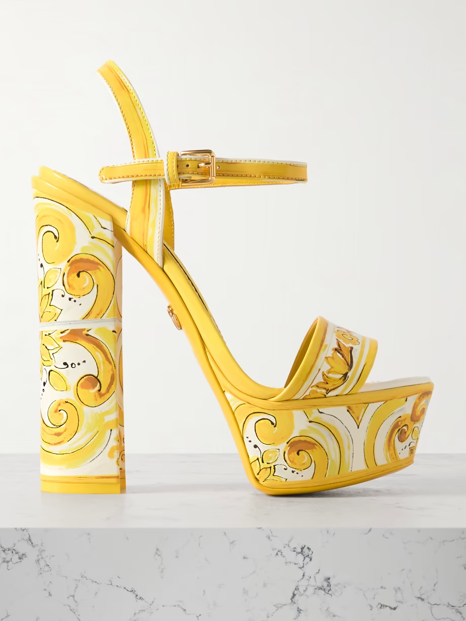 Keira printed leather platform sandals