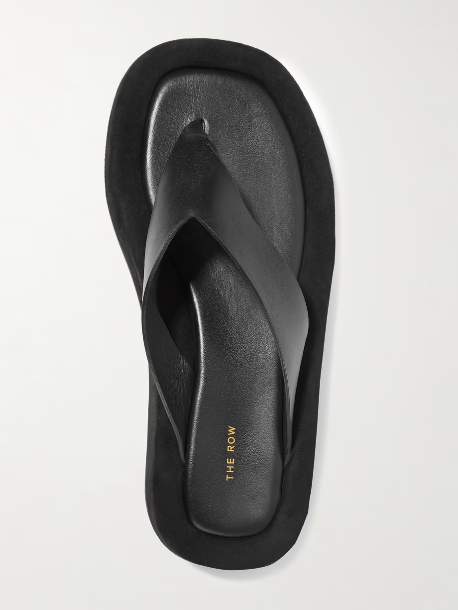 Ginza leather and suede platform flip flops