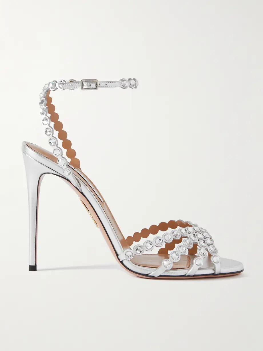 Tequila 105 crystal-embellished metallic leather sandals