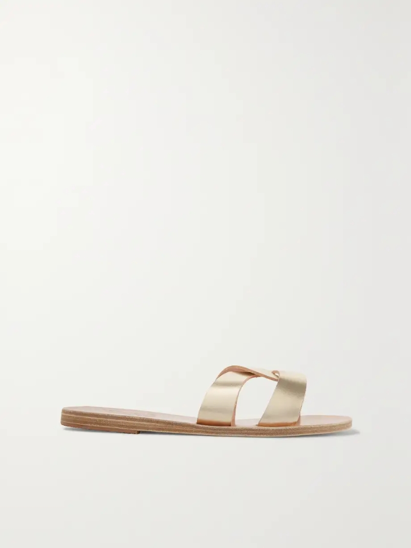 Desmos cutout metallic leather slides