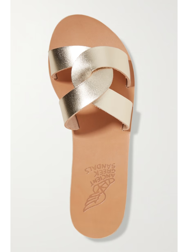 Desmos cutout metallic leather slides