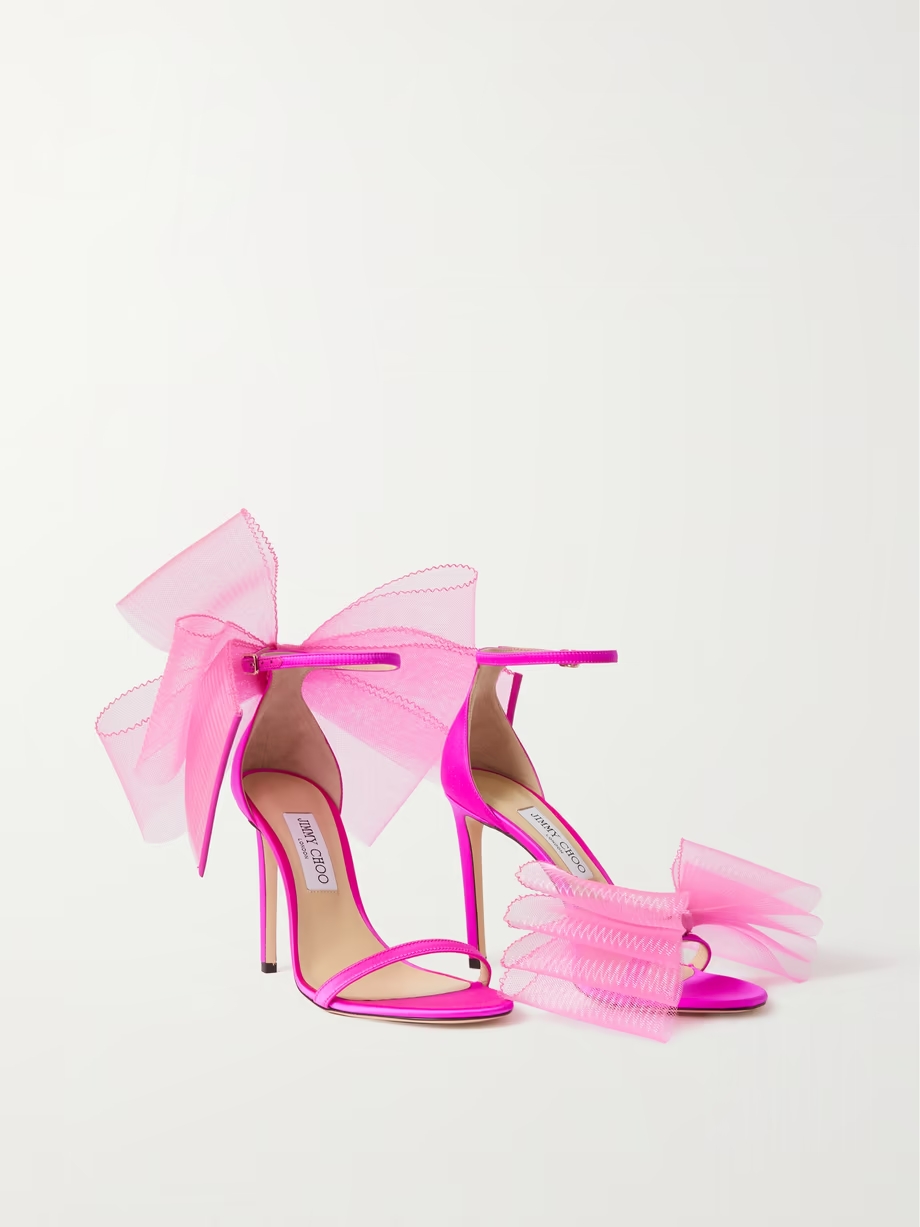 Aveline 100 bow-detailed satin sandals