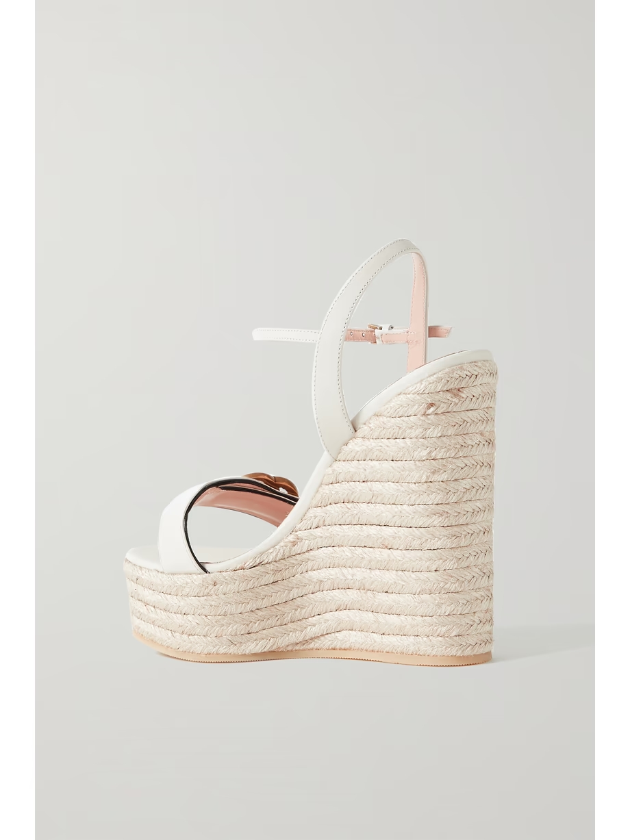 Aitana logo-embellished leather wedge espadrille sandals