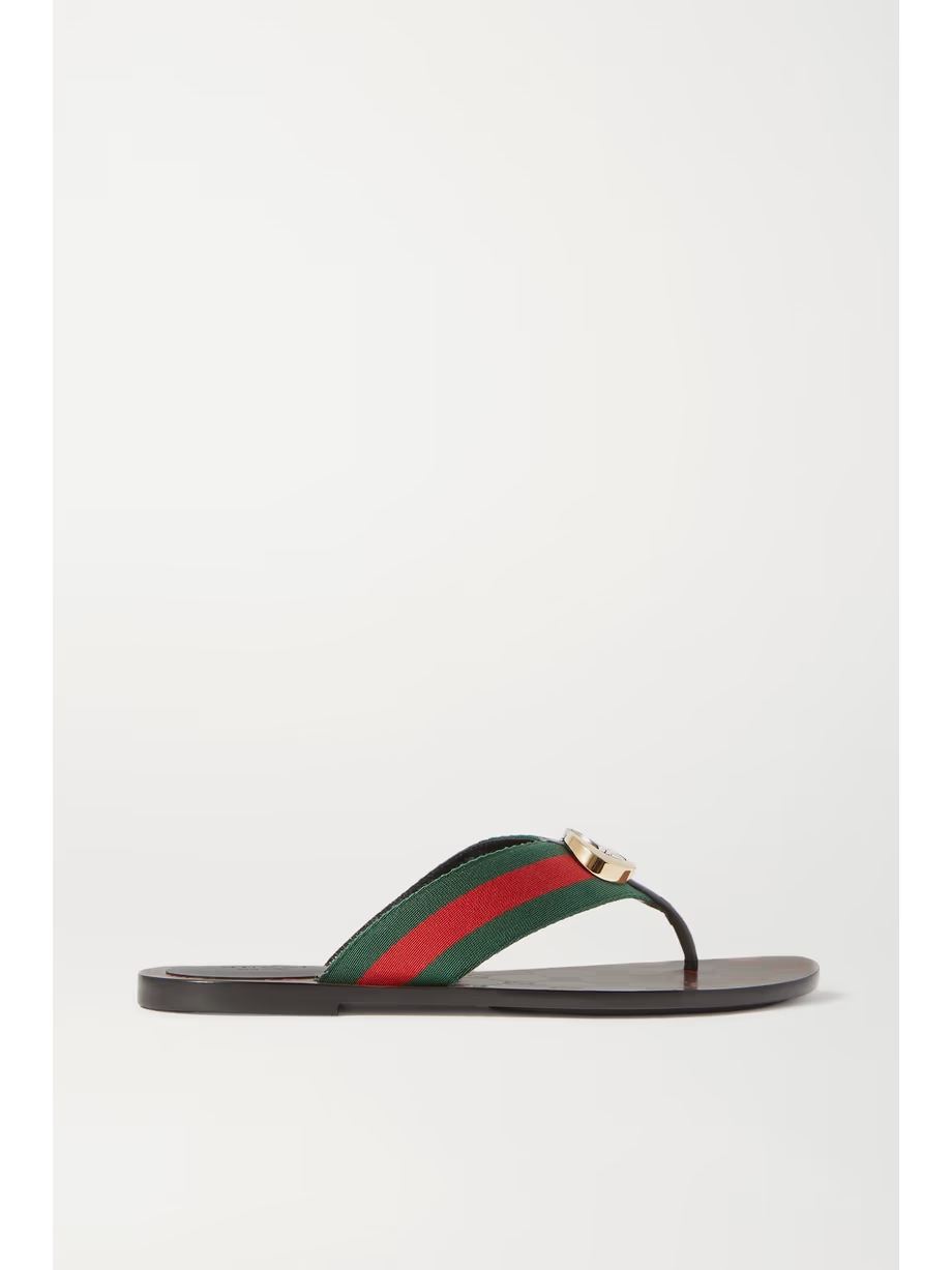 Kika logo-embellished striped canvas and leather sandals