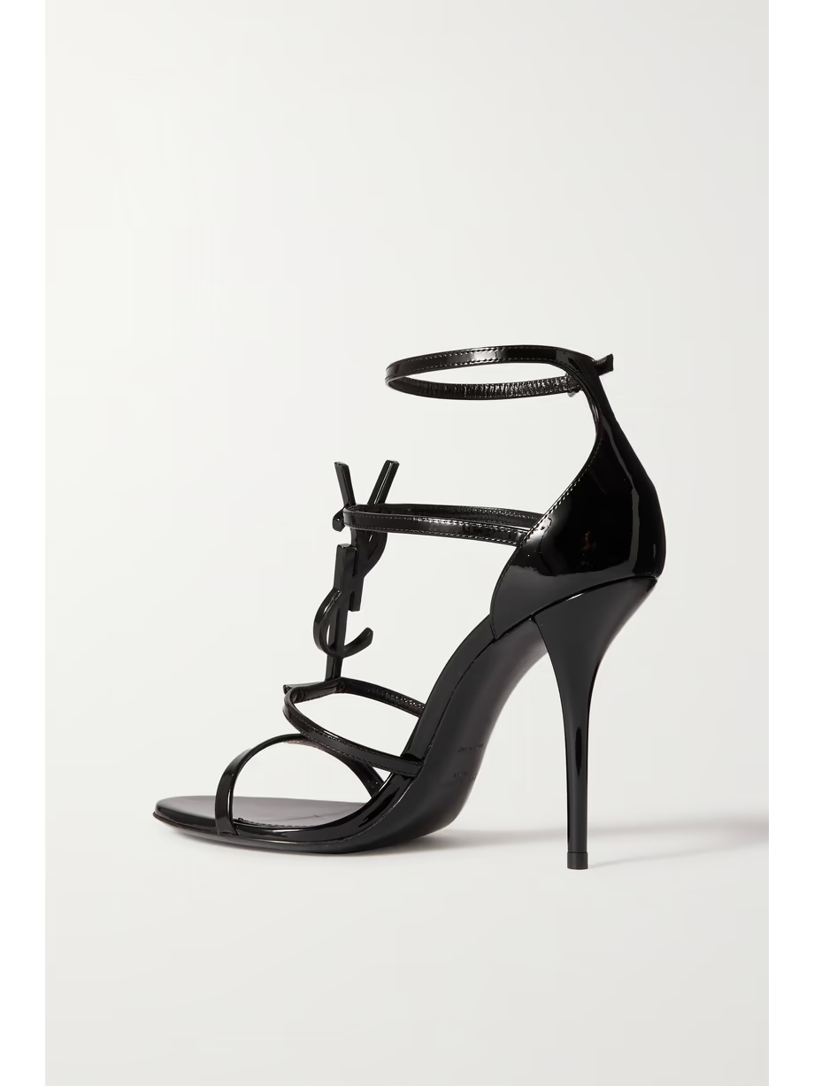 Cassandra logo-embellished patent-leather sandals