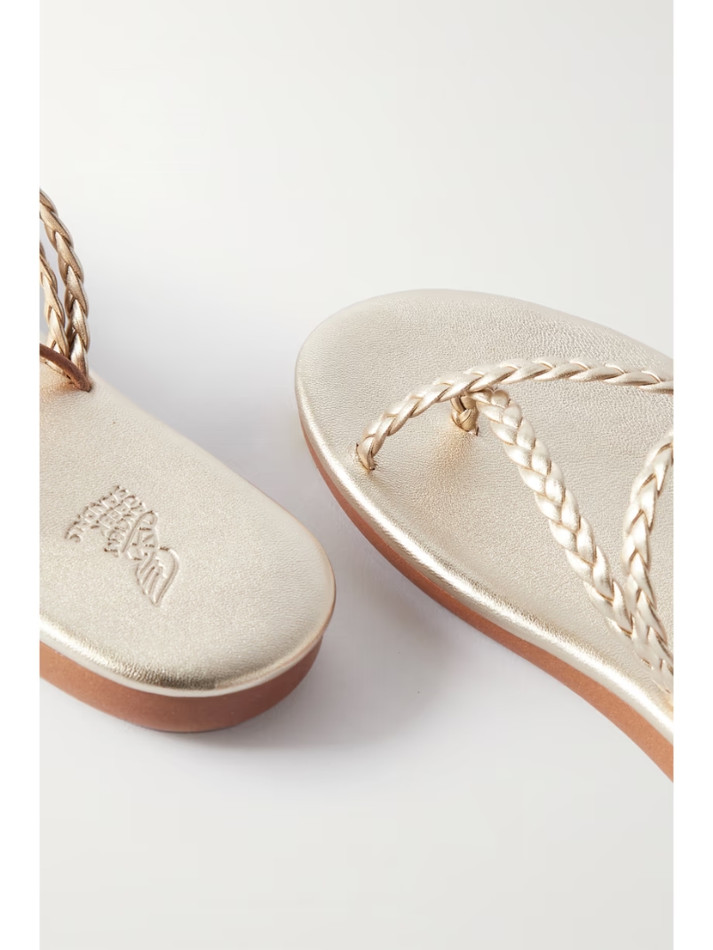 Plage braided metallic leather sandals