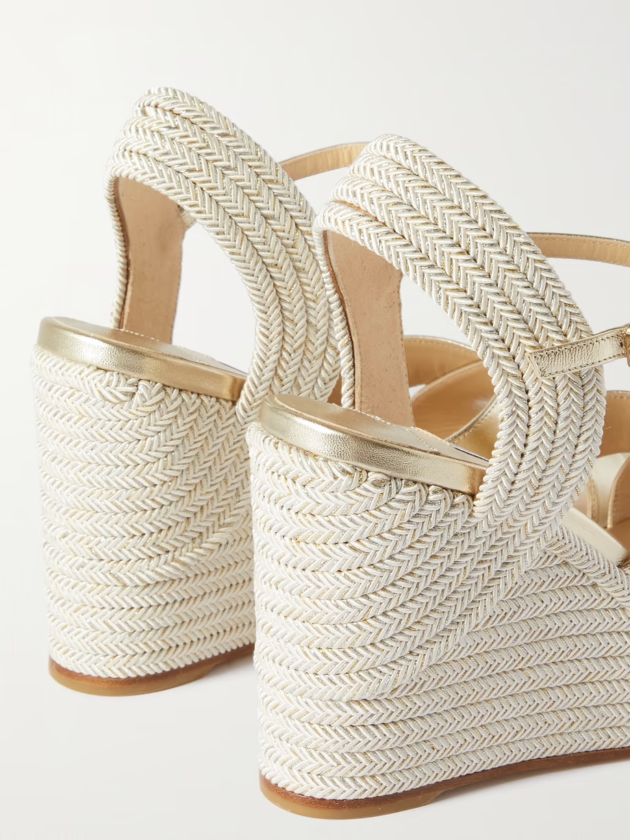 Dellena 100 metallic leather espadrille wedge sandals