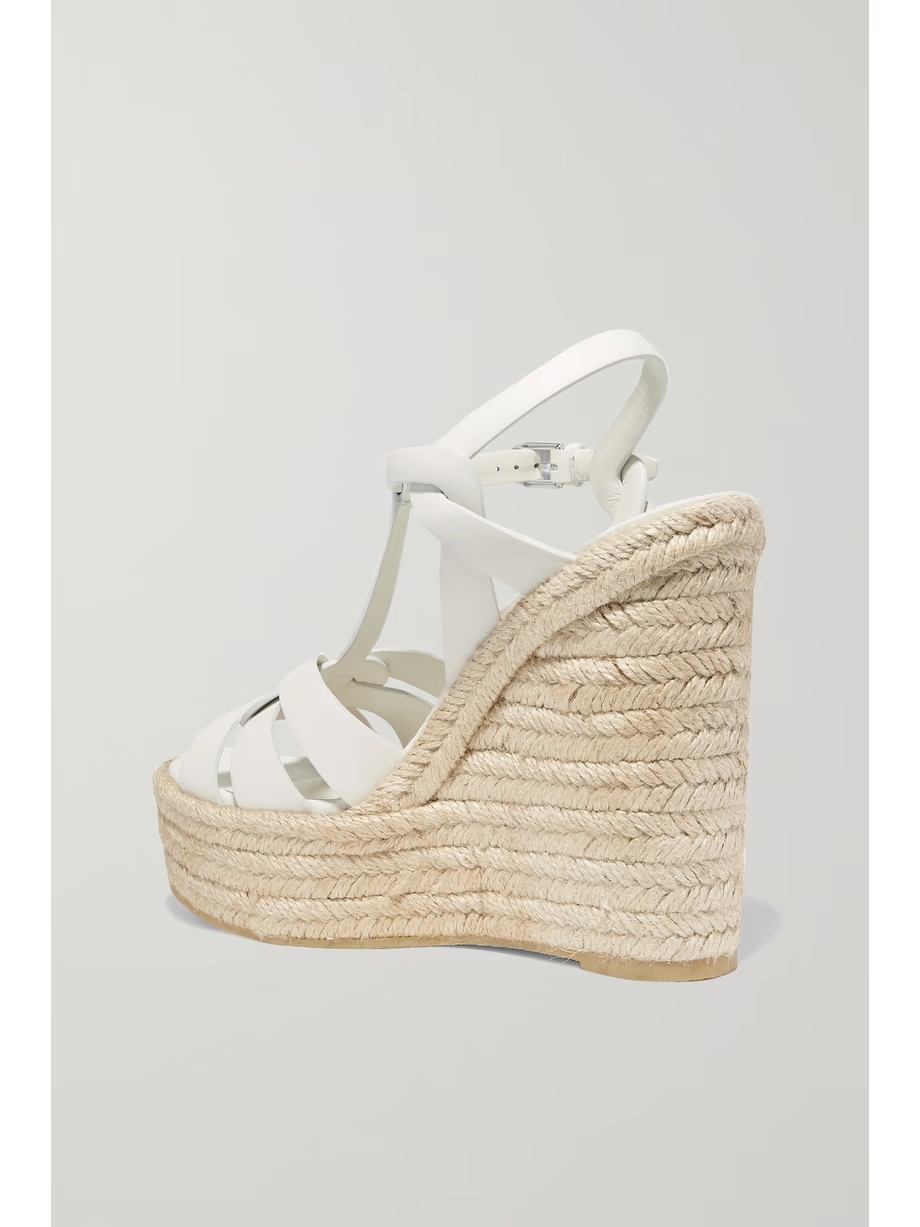 Tribute woven leather espadrille wedge sandals