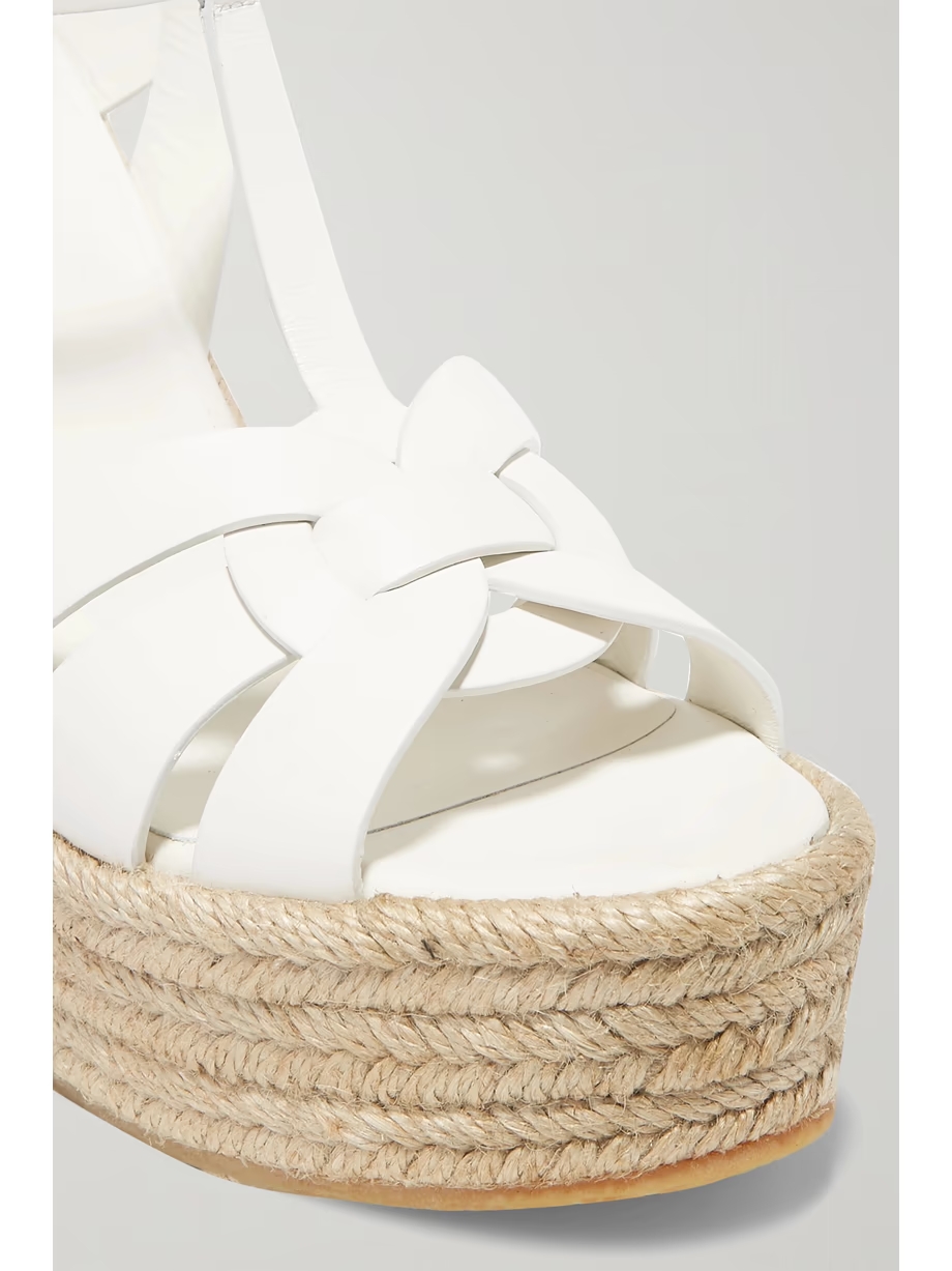 Tribute woven leather espadrille wedge sandals