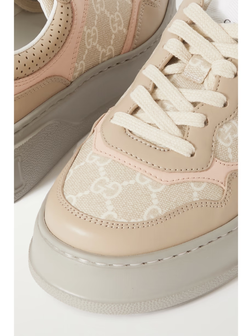 GG Supreme leather and logo-jacquard canvas sneakers