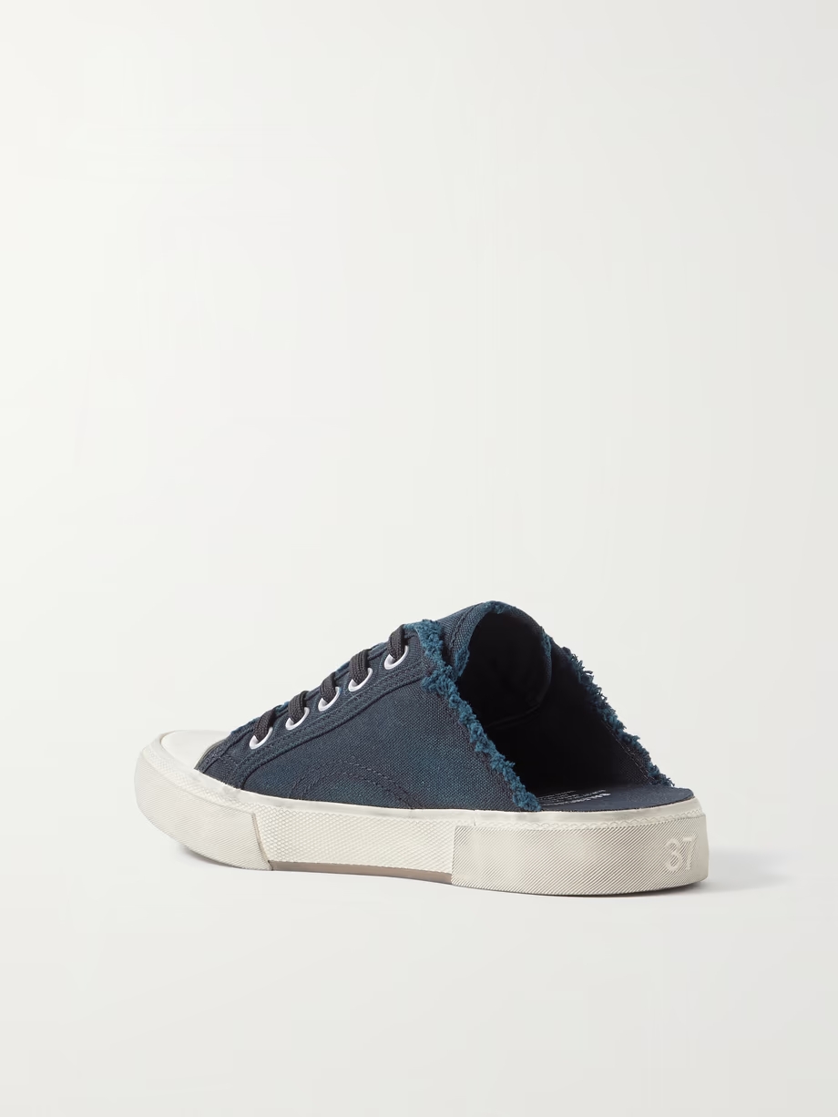 Paris High distressed rubber and cotton-canvas slip-on sneakers