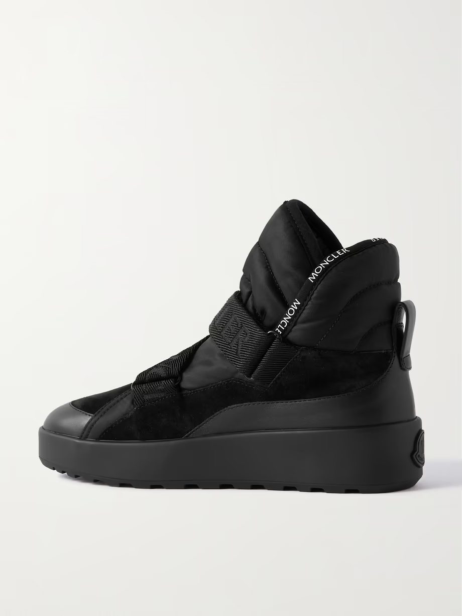 Cross Promyx suede-trimmed quilted shell and leather high-top sneakers