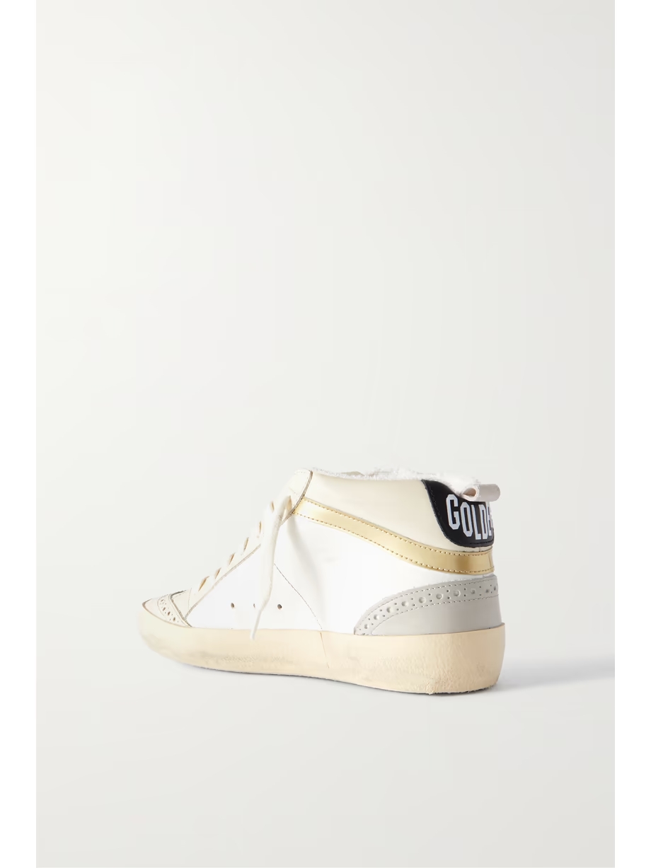 Mid Star distressed suede-trimmed leather sneakers