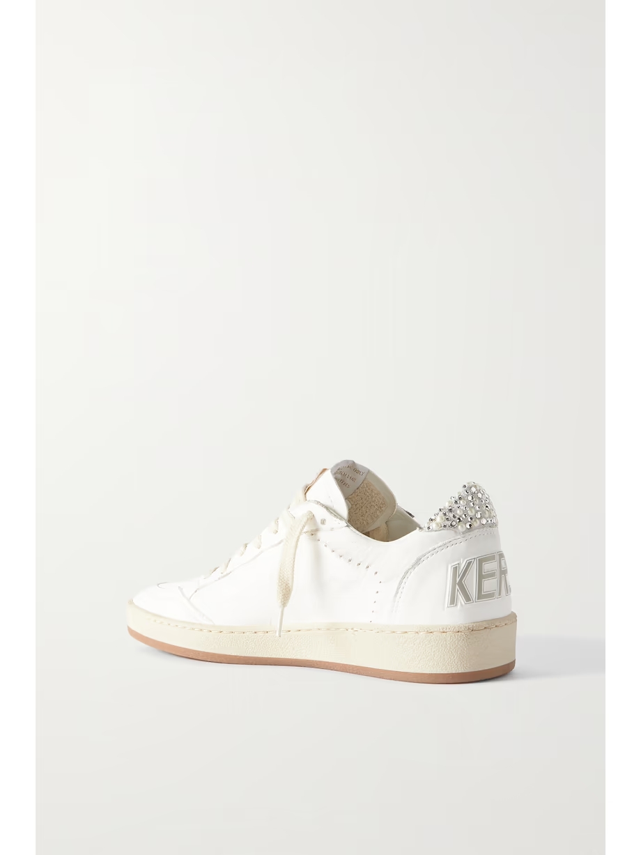 Ball Star shearling-lined embellished distressed leather sneakers