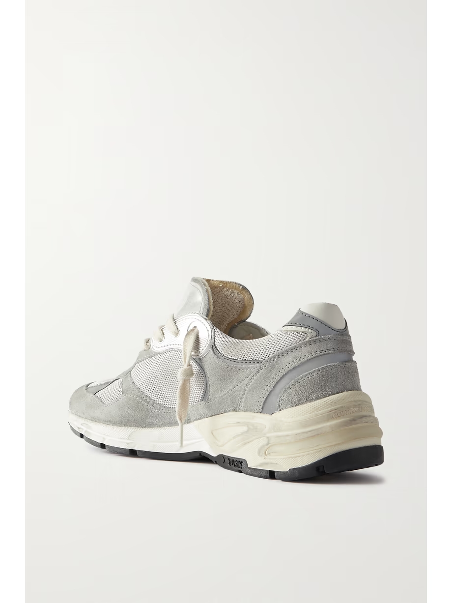 Dad-Star distressed leather-trimmed mesh and suede sneakers