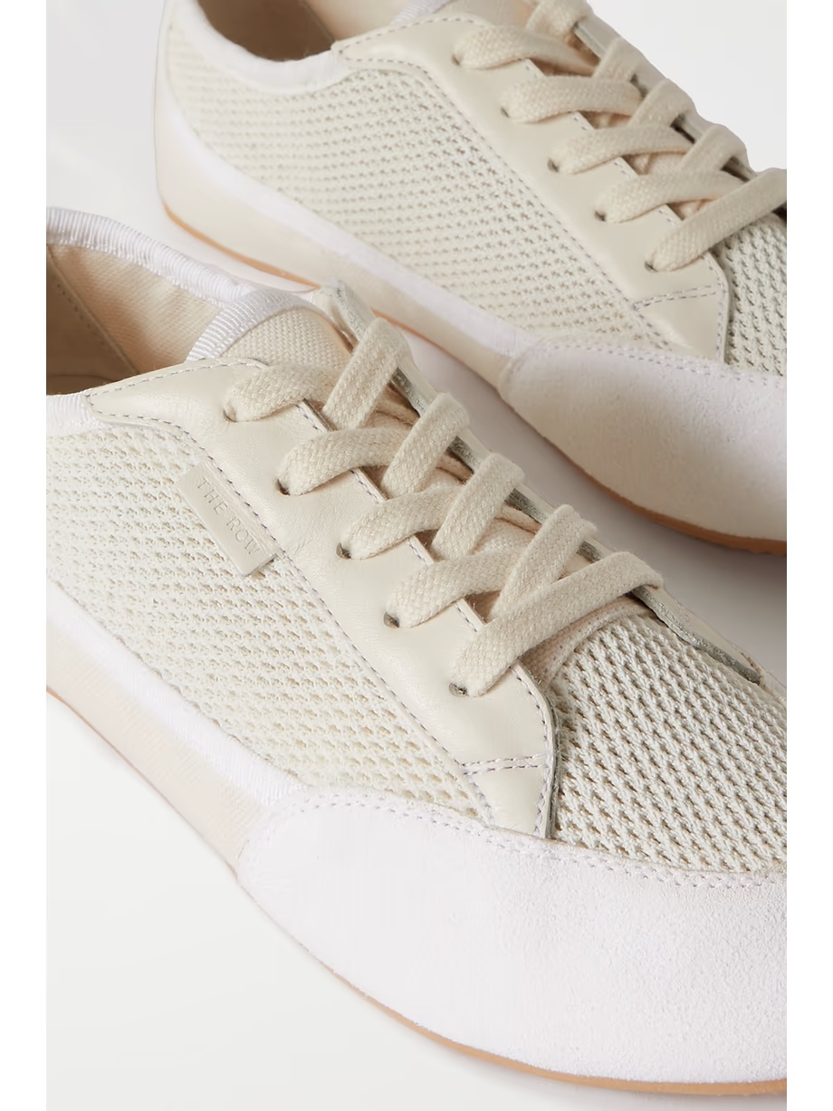 Bonnie leather-trimmed suede, mesh and canvas sneakers