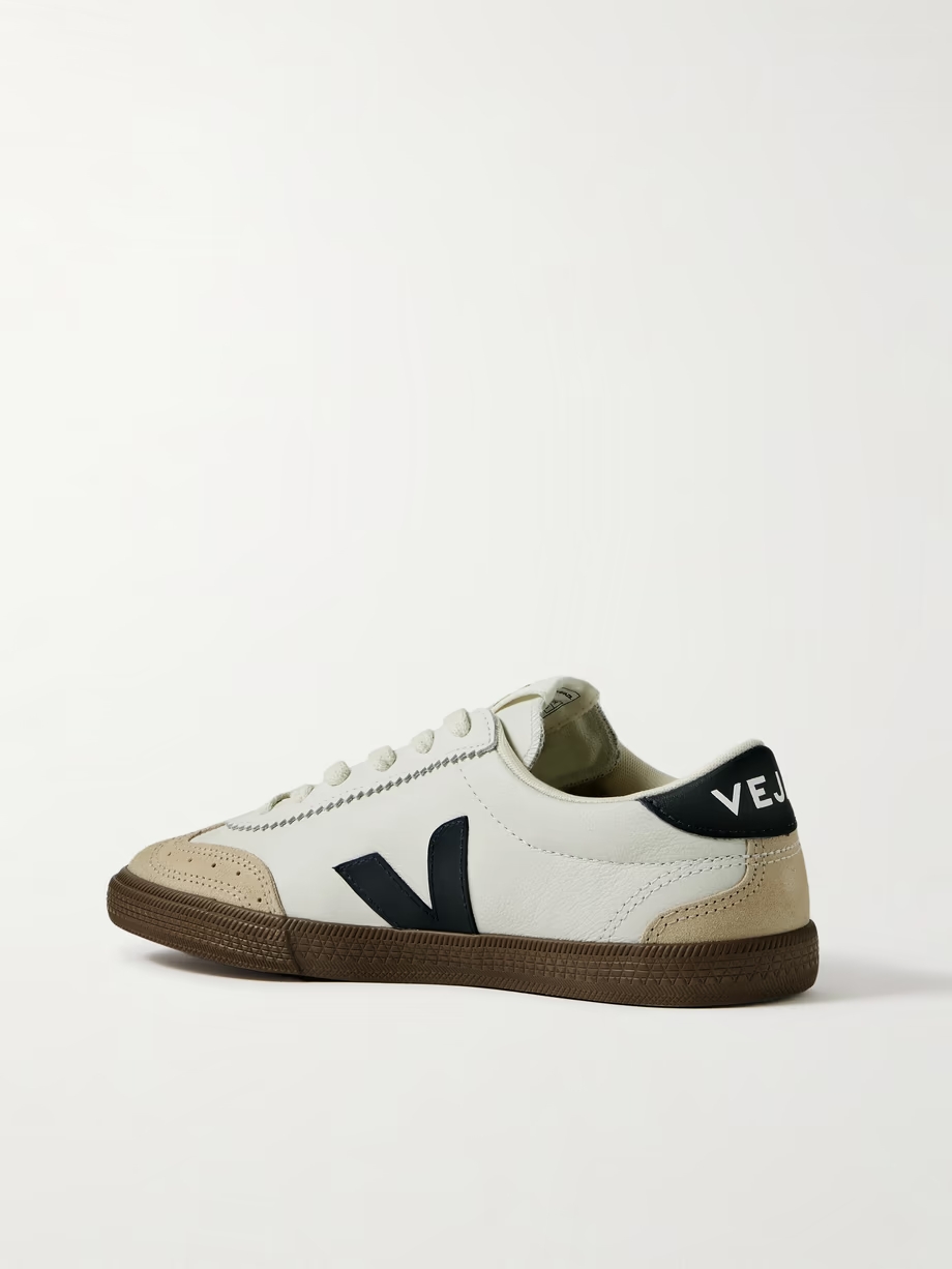 Volley suede-trimmed leather sneakers