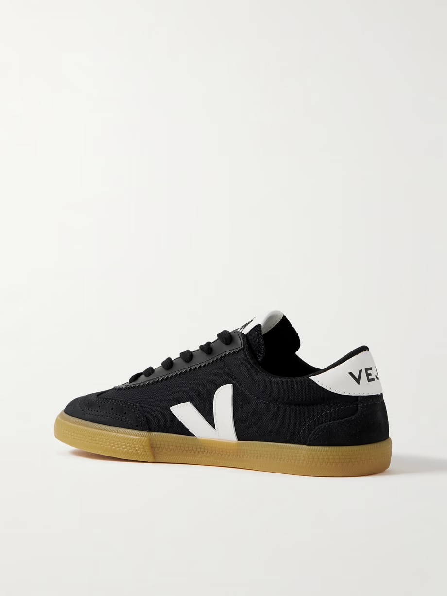 Volley suede and leather-trimmed canvas sneakers