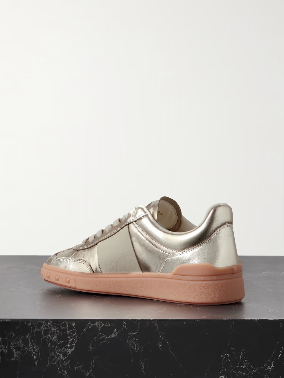 Upvillage two-tone metallic leather sneakers