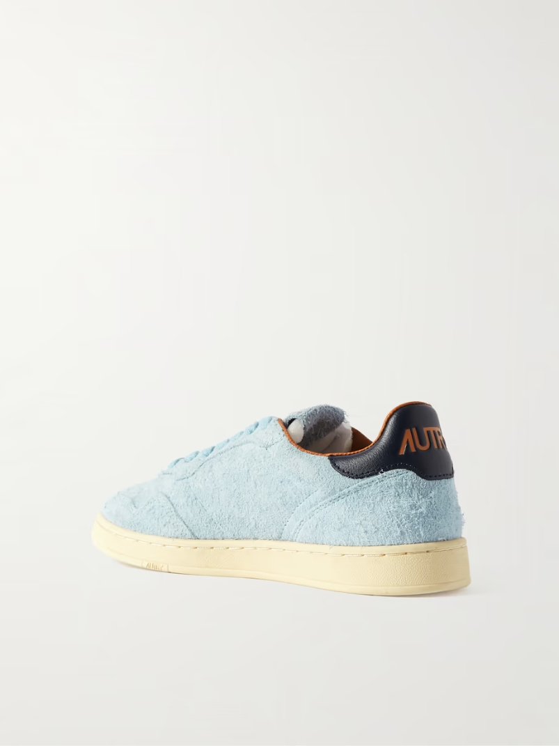 Flat Low leather-trimmed suede sneakers